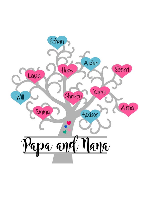 Download Family Tree/11 Hearts SVG Family Tree SvgPersonalize Family | Etsy