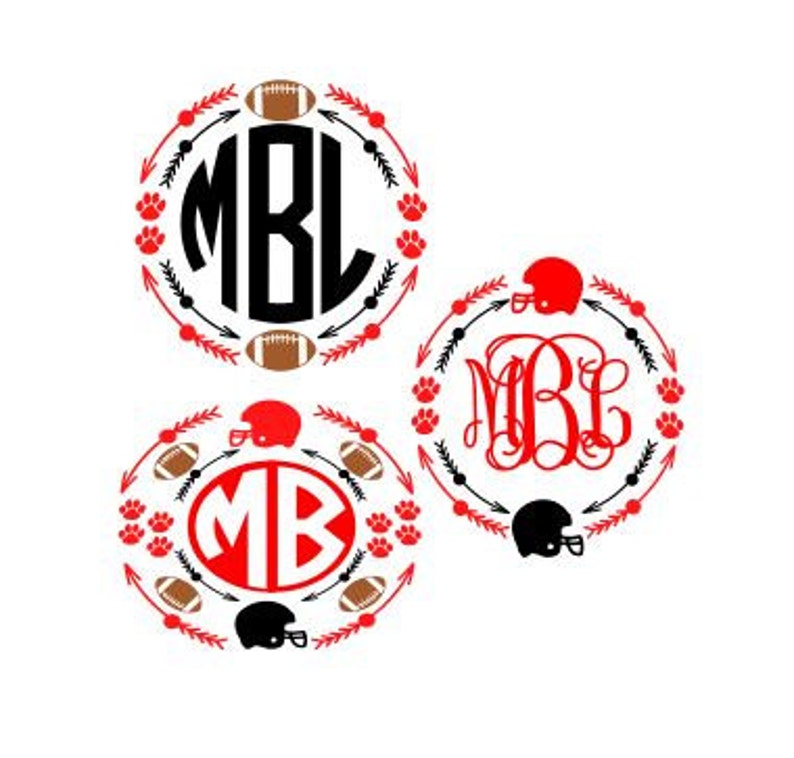 Download Set of 11 Bulldog Football Monogram Frames SVG DXF PS Ai ...