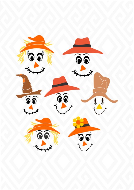 Scarecrow Faces Svg Dxf Eps Ai Jpeg Png And Pdf Digital Etsy