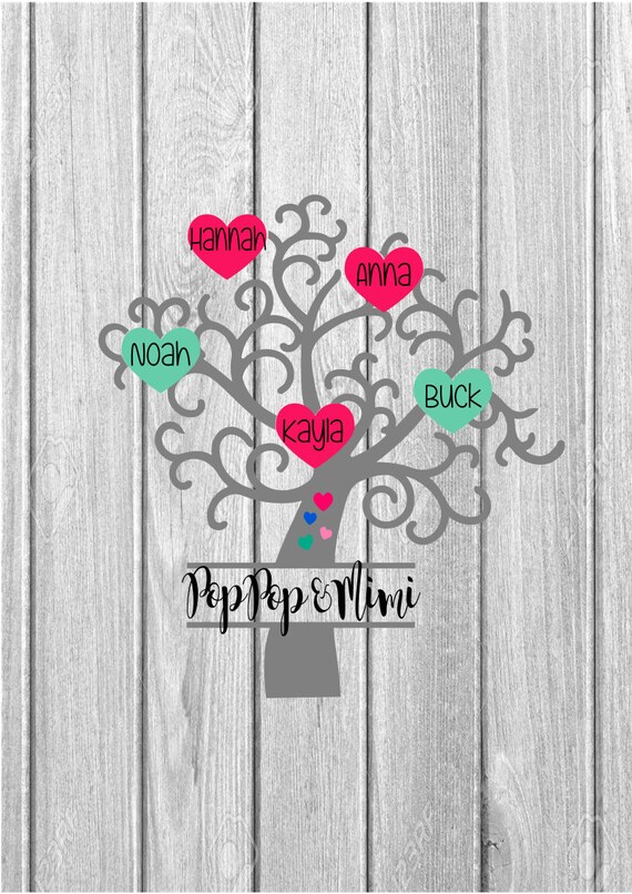 Download Grandparents Family Tree 5 Hearts Svg Single Parent Family Etsy