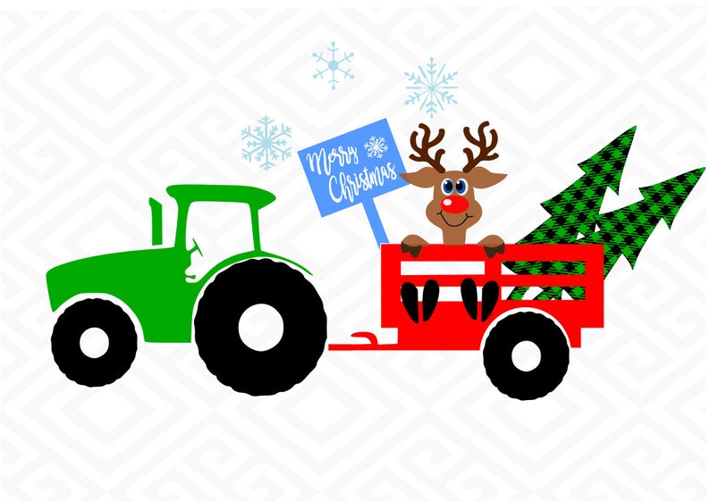 Reindeer Christmas Svg Tractor Svg Christmas T Shirt Boy Etsy