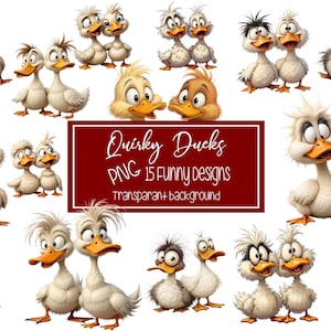 Quirky Duck Clipart, Funny Duck Clipart, Duck Sublimation Designs, Duck PNG Files, Digital Download