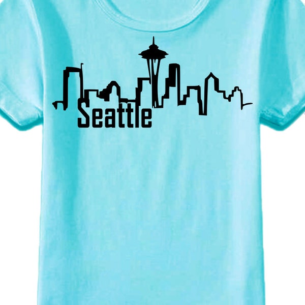 Seattle Skyline Silhouette SVG, Seattle SVG, Seattle Skyline SVG, Digital Cut FIles, Svg, Dxf, Ai, Eps, Pdf, Png, Jpeg