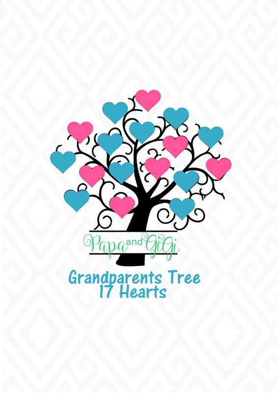 Download Grandparents Family Tree With 17 Hearts Svg Eps Ai And Pdf Etsy