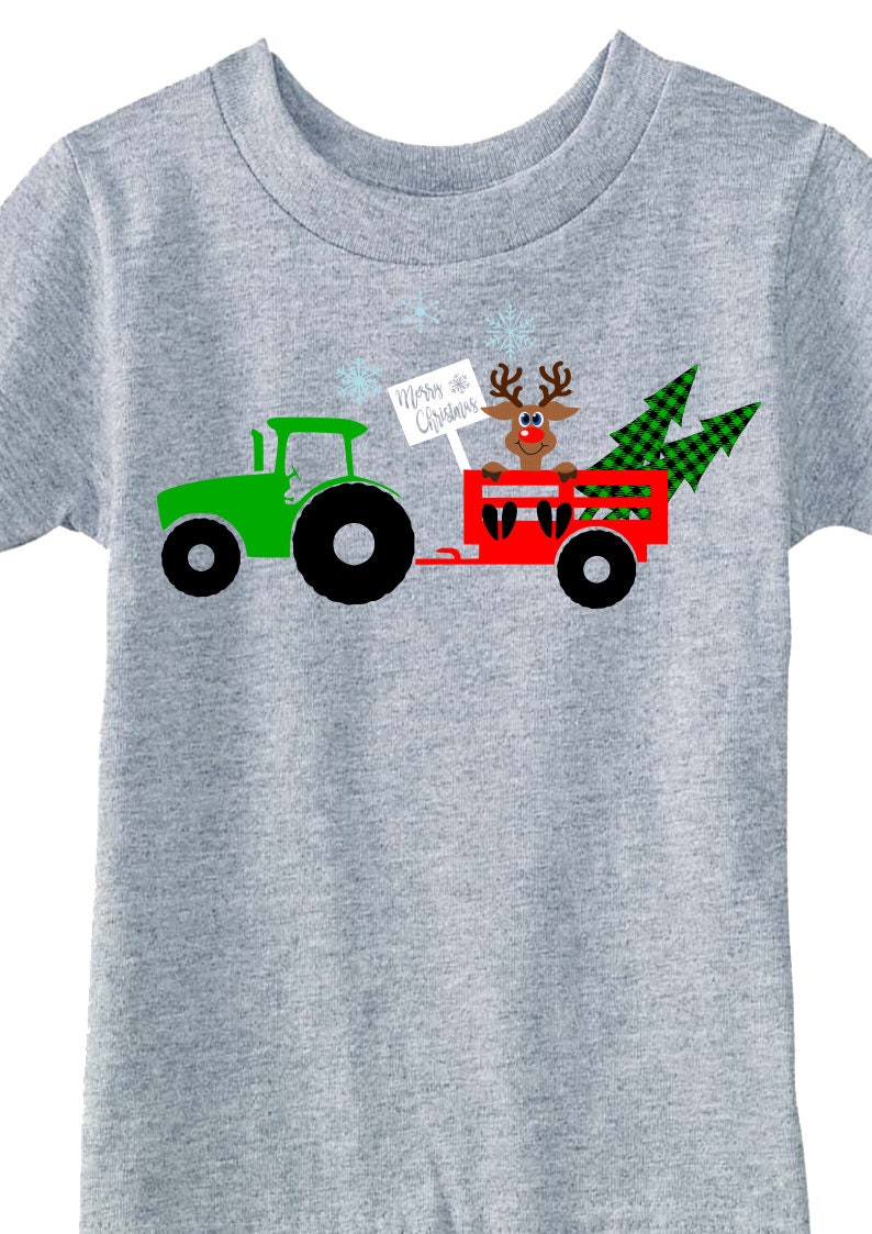 Reindeer Christmas Svg Tractor Svg Christmas T Shirt Boy Etsy