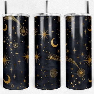 Skinny Tumbler Wrap, Celestial Tumbler Wrap, Sun Moon Stars Tumbler Wrap, Digital 20 oz Skinny Tumbler