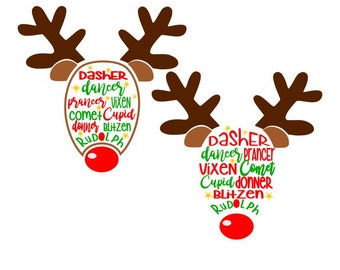 Reindeer Names; SVG, DXF, PS, Ai and Pdf Digital Files for Electronic Cutting Machines