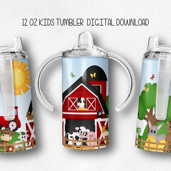 Kids Tumbler Wrap, Sippy Cup Tumbler Wrap, Kids Farm Wrap, Tumbler Wrap, Digital Download, Farm Child Tumbler Wrap