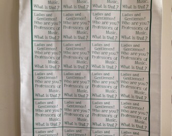 Professors of music tea towel. Green.