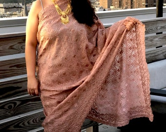 CRUSH - Organza sari / saree with thread & pearl embroidery