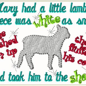 5x7 MARY had a SHOW LAMB 4-h lovers, here ya go!  5x7 hoop embroidery design in multiple formats.