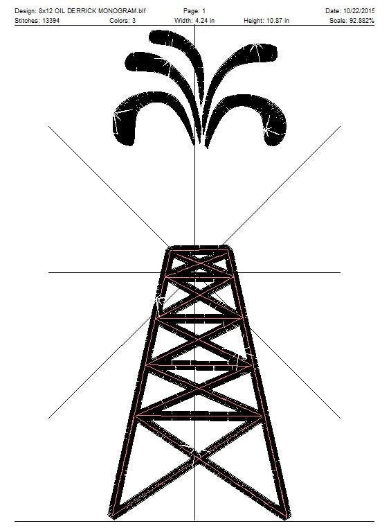 Oil Rig Monogram OIL RIG EMBROIDERY With Space for 2.5