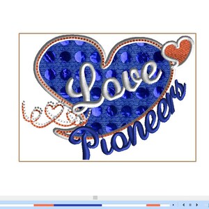 5x7 schattig LOVE PIONIERS HART applique ontwerp voor borduurmachine.