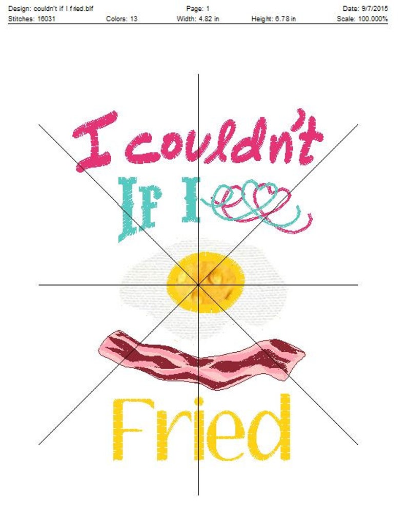 COULDN'T IF I Fried. 5x7 Applique Heart and Bacon - Etsy