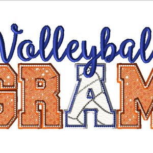 8x12 Hoop VOLEIBOL GRAM ~ Letra A desenho de bordado de voleibol. Aplique GRAM & bola! Brilho e brilho fazem cantar!