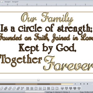 6x10 and 5x7 Embroidery CUSTOM COUPLE NAMES- Our Family wall art, pillow art... Is a circle of strength multiple formats