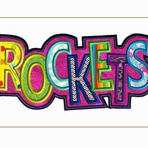 8X12 ROCKETS APPLIQUE with PatCh background, triple stitch detail
