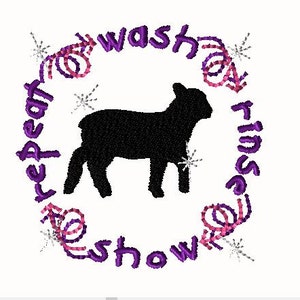 5X7 SHOW LAMBS wash rinse Show repeat!  4-H lovers, here ya go!  Multiple requests for this one!  Embroidery design in multiple formats.