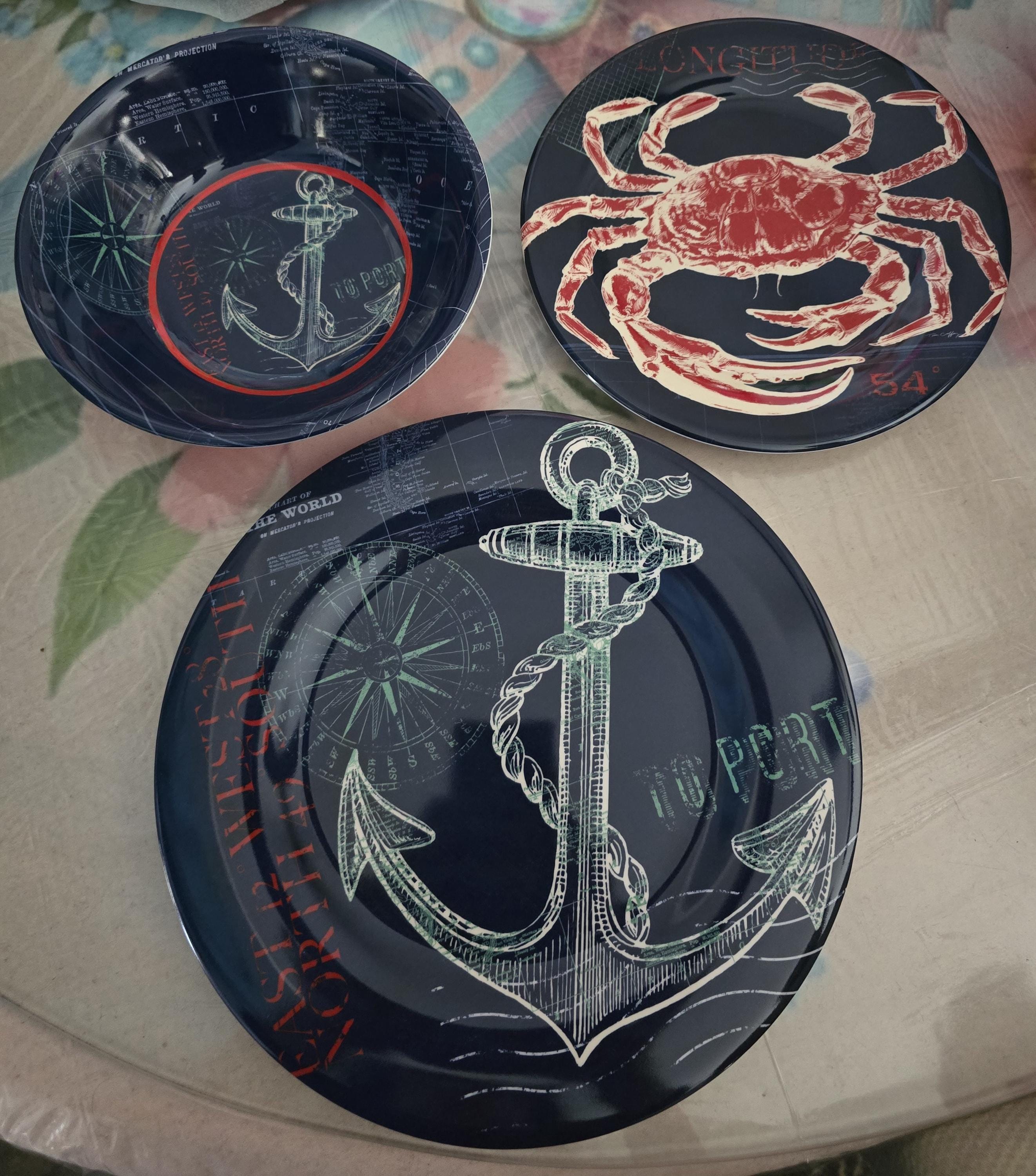 Nautical Dinner Plate Set - Etsy