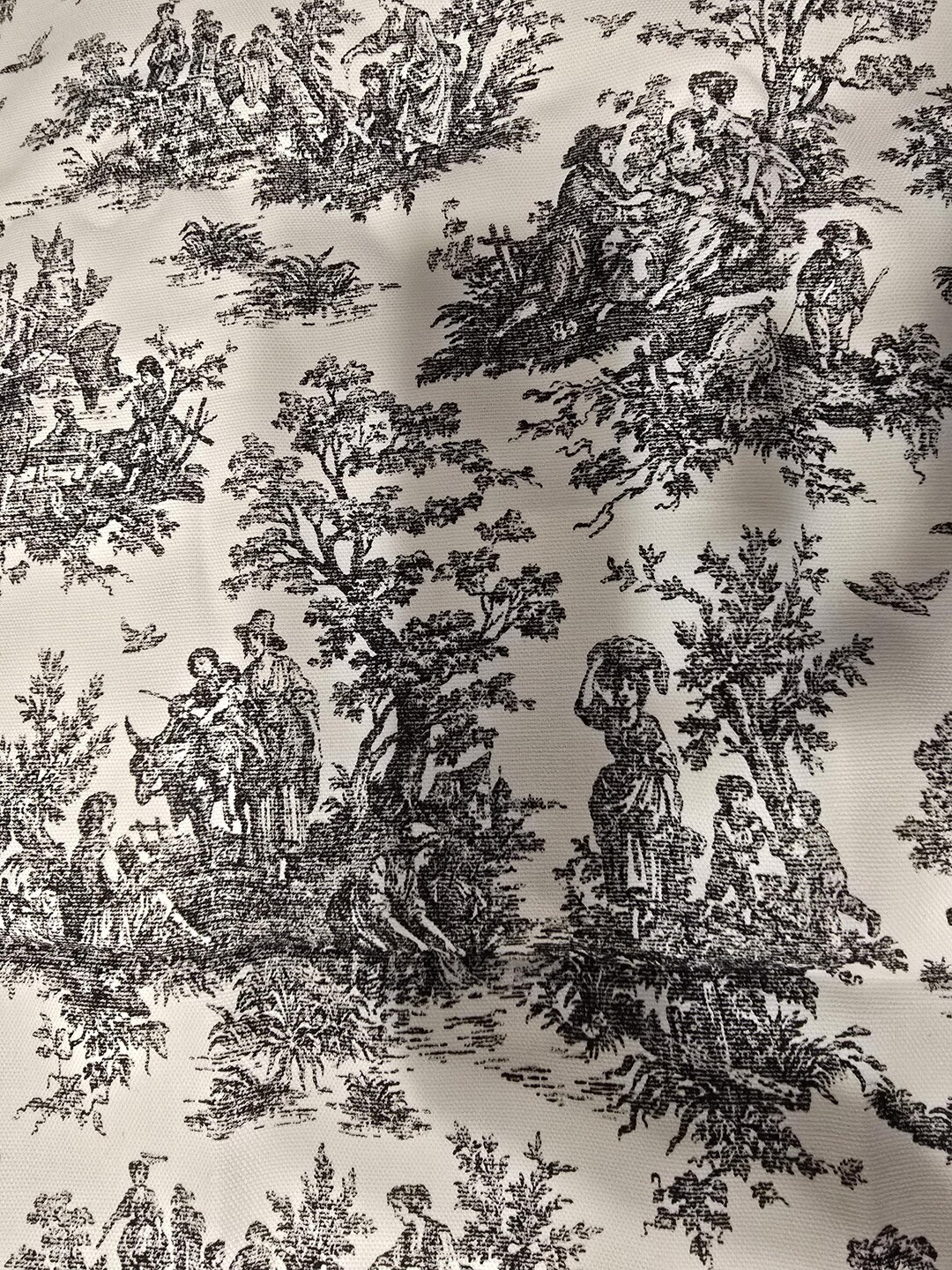 French Toile Country Town Black by Yard Fabric - Etsy