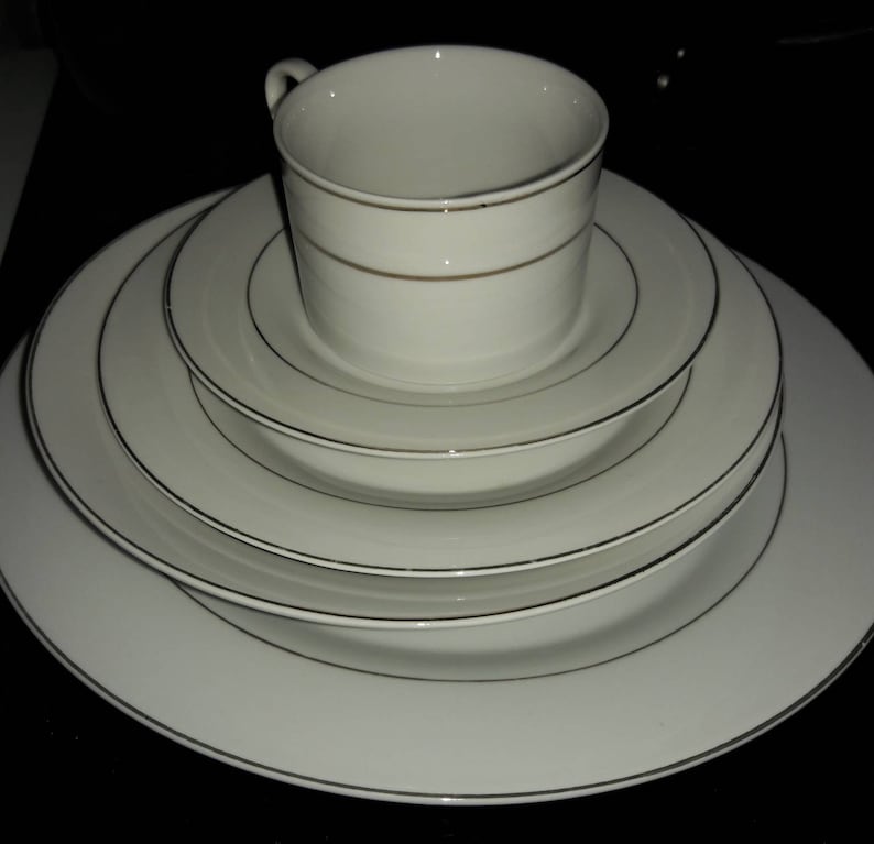 Gibson Dinnerware White Silver Trim Dishes fine china | Etsy