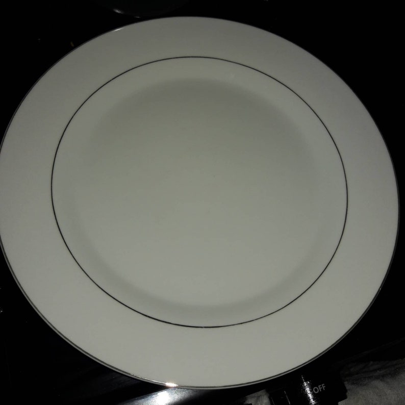 Gibson Dinnerware White Silver Trim Dishes fine china Etsy