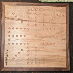 Chinese Checker and Aggravation (wahoo) game - hand made from Ambrosia Maple and border of Walnut. Includes playing pieces  Free Shipping