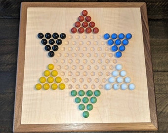 Chinese Checker and Aggravation (wahoo) game board - hand made from Maple and Walnut.  Free Shipping