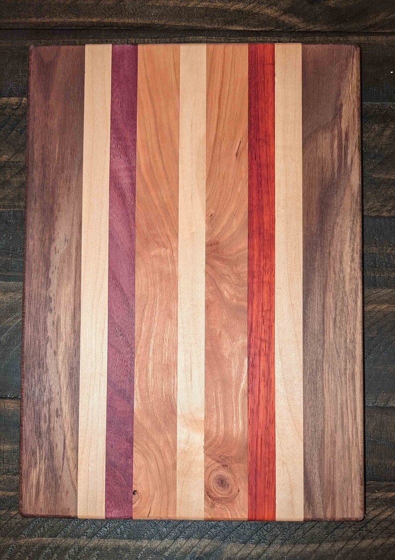 Large Cutting Board 16 X 11 Inch Unique Design of Maple, Walnut, Cherry