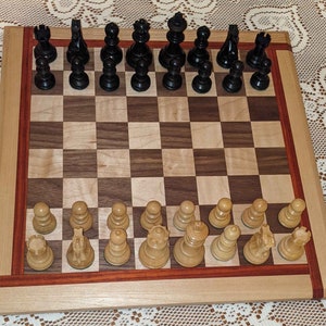 Chess Board Inlaid Wooden Flat Board Game Mahogany & Maple -  Portugal