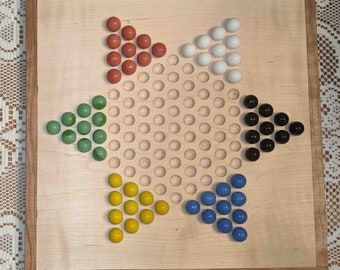 Chinese Checker and Aggravation (wahoo) game board - hand made from Curley Maple and border of Cherry.  Free Shipping
