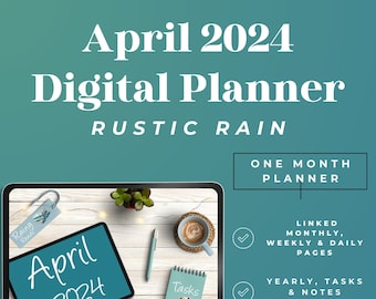 April 2024 One Month Digital Planner | Customizable | GoodNotes | Noteshelf | Xodo