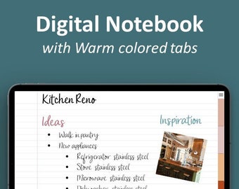 Digital Notebook in Warn Tones | GoodNotes | Noteshelf | Student Notebook