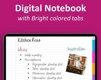 Digital Notebook in Bright Tones | GoodNotes | Noteshelf | Student Notebook