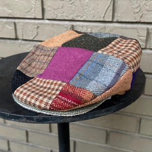 Deadstock Patchwork Tweed Wool Newsboy Cap | Small | HANNA HATS Ivy League Trad
