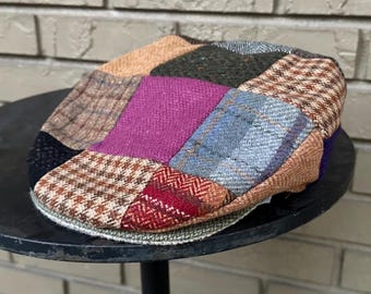 Deadstock Patchwork Tweed Wool Newsboy Cap | Small | HANNA HATS