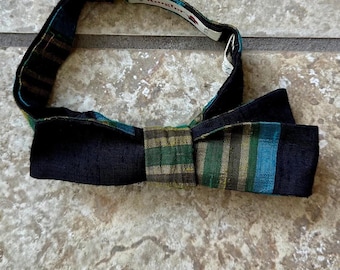 Pajarita de seda Tussah a rayas con gallo de los años 60 / Lord & Taylor Ivy League Trad