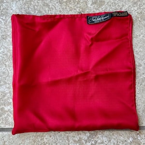 Vintage SAKS Red Silk Foulard Pocket Square | 18" x 18" | Made in Italy Suit Accessory Ivy League Trad