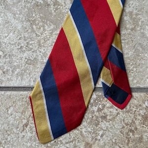 Vintage BROOKS BROTHERS Red & Gold Regimental Striped Repp Tie | MAKERS Ivy League Trad