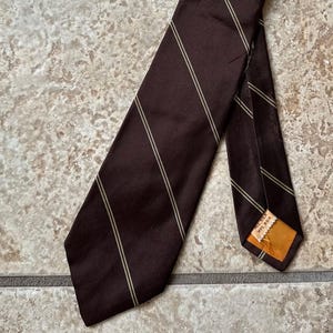 1960s Brown & Gold Regimental Striped Silk Repp Tie | EDWARD&#39;S Ivy League Trad