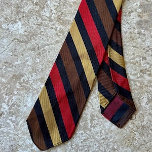 1960s Red & Gold Regimental Striped Silk Repp Tie | Ivy League Trad Untipped