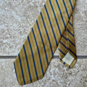Vintage BROOKS BROTHERS Yellow & Blue Regimental Striped Silk Repp Tie | MAKERS Ivy League Trad