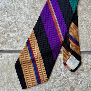 Vintage BROOKS BROTHERS Striped Silk Herringbone Tie | Made in USA Ivy League Trad