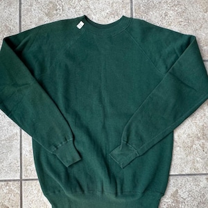 Sudadera de cuello redondo de algodón verde de los años 60, talla mediana, fabricada en EE. UU., NOS.