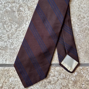 Vintage BROOKS BROTHERS Brown & Blue Regimental Striped Silk Repp Tie | Ivy League Trad