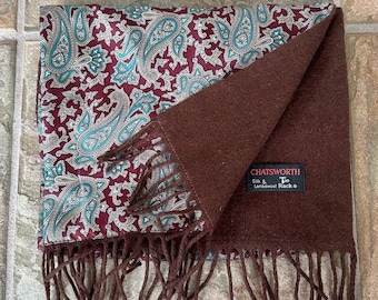 Fular de seda con estampado paisley vintage y bufanda reversible de lana de cordero / Ivy League Trad