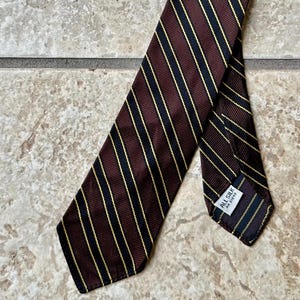 1960s Brown & Yellow Regimental Striped Silk Repp Tie | Ivy League Trad Untipped