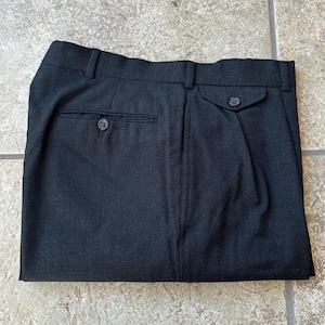 1960s Gray Dacron Cotton Sharkskin Trousers Pants | 33 X 26.25