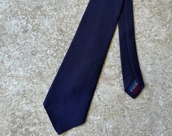 1970s ROOSTER Dark Blue Linen Tie | Marshall Field & Co Ivy League Trad