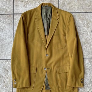 1960s Golden Brown Flannel Wool Sack Blazer | 37 Long | 3/2 Roll